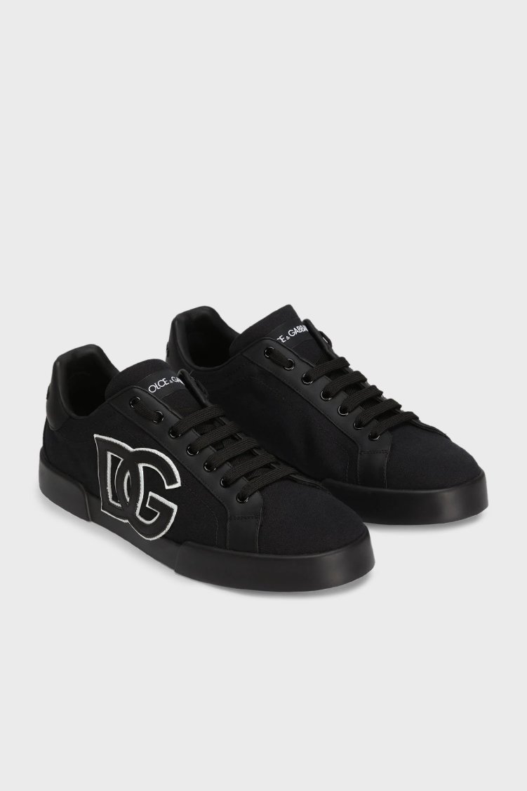 Dolce & Gabbana Logolu Hakiki Deri ve Pamuk Karışımlı Sneaker Erkek Ayakkabı CS2343 AE629 8B956 SİYAH - Dolce Gabbana (1)