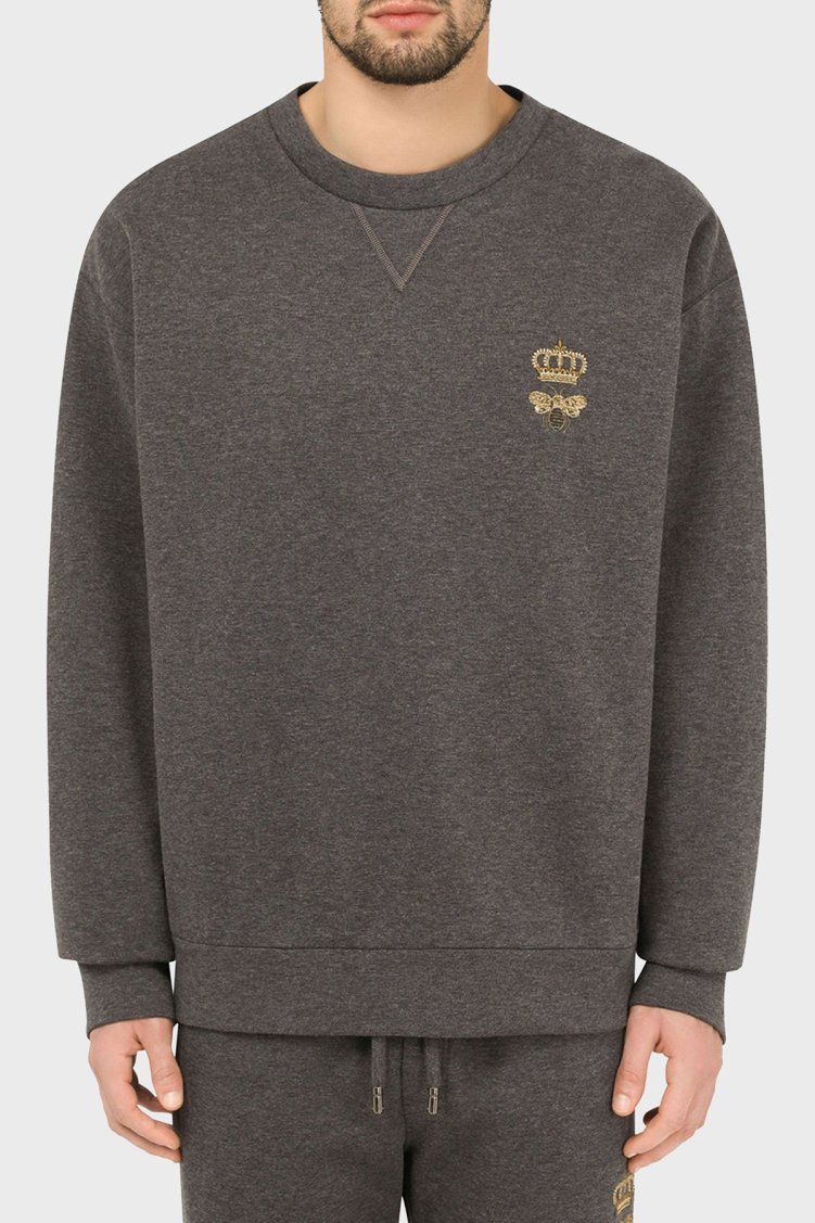 Dolce Gabbana Pamuklu Bisiklet Yaka Erkek Sweat G9VA5Z HU7IE S8450 ANTRASİT - Dolce Gabbana