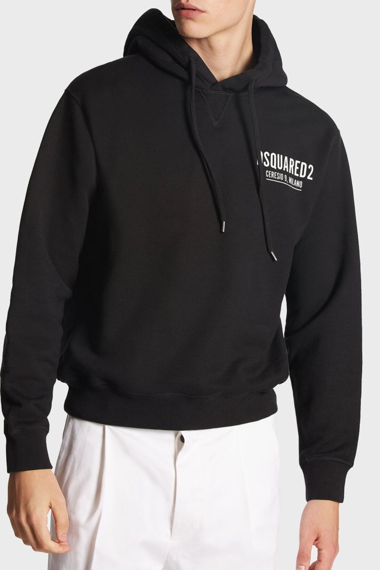 Dsquared2 Baskılı Pamuklu Regular Fit Kapüşonlu Yaka Erkek Sweat S71GU0451 S25516 900 SİYAH - Dsquared2 