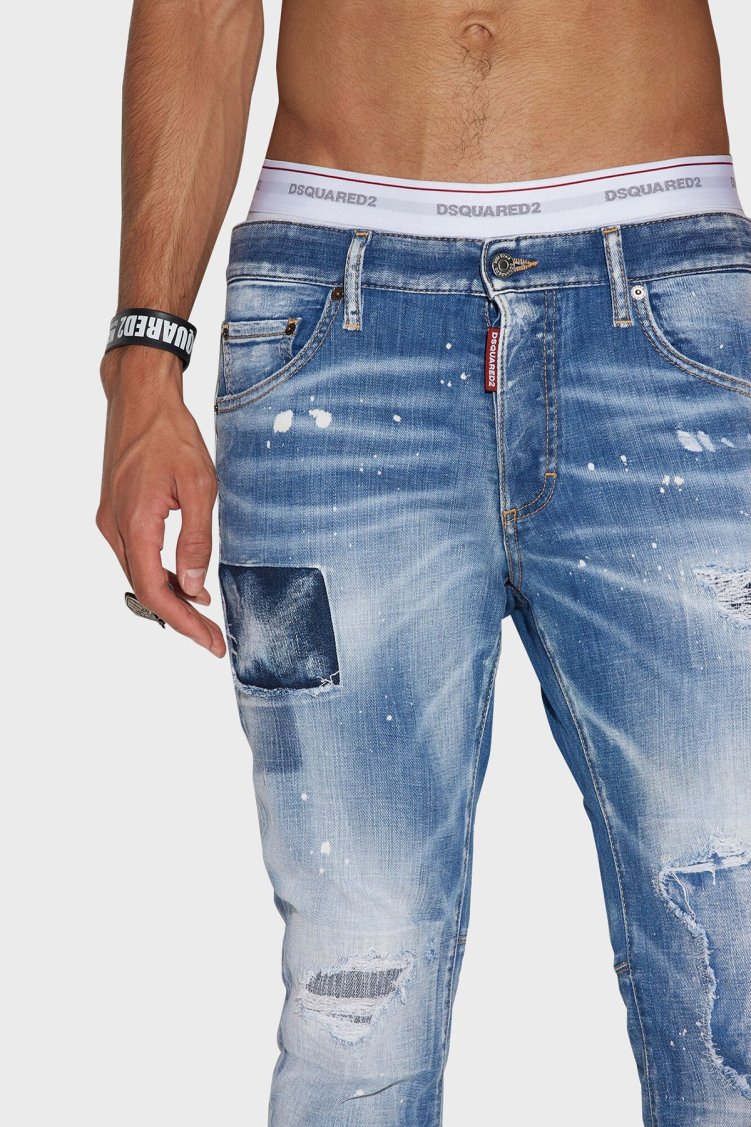Dsquared2 Cool Guy Streç Pamuklu Yırtık Detaylı Slim Fit Jeans Erkek Kot Pantolon S74LB1252 S30342 470 MAVİ - Dsquared2 (1)