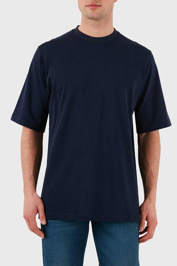 Dsquared2 Logo Baskılı Regular Fit Pamuklu Bisiklet Yaka Erkek T Shirt S74GD1266 S21658 478 LACİVERT - Dsquared2