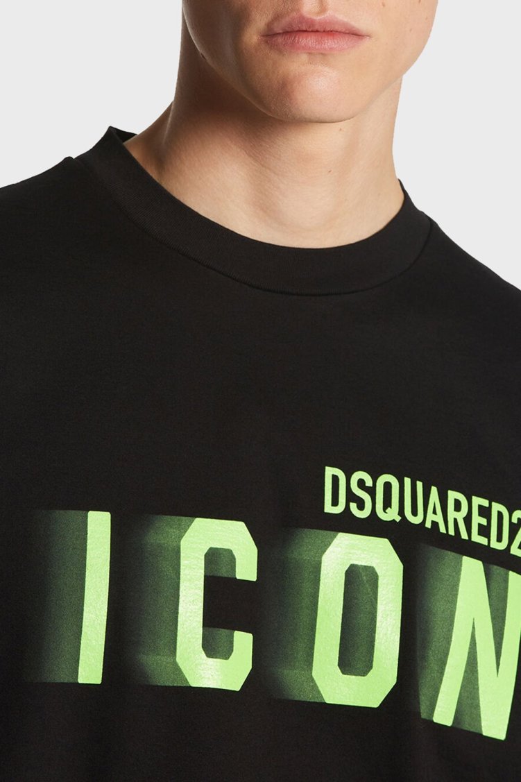 Dsquared2 Logolu % 100 Pamuk Bisiklet Yaka Erkek T Shirt S79GC0081 S230099 71X SİYAH - Dsquared2 (1)