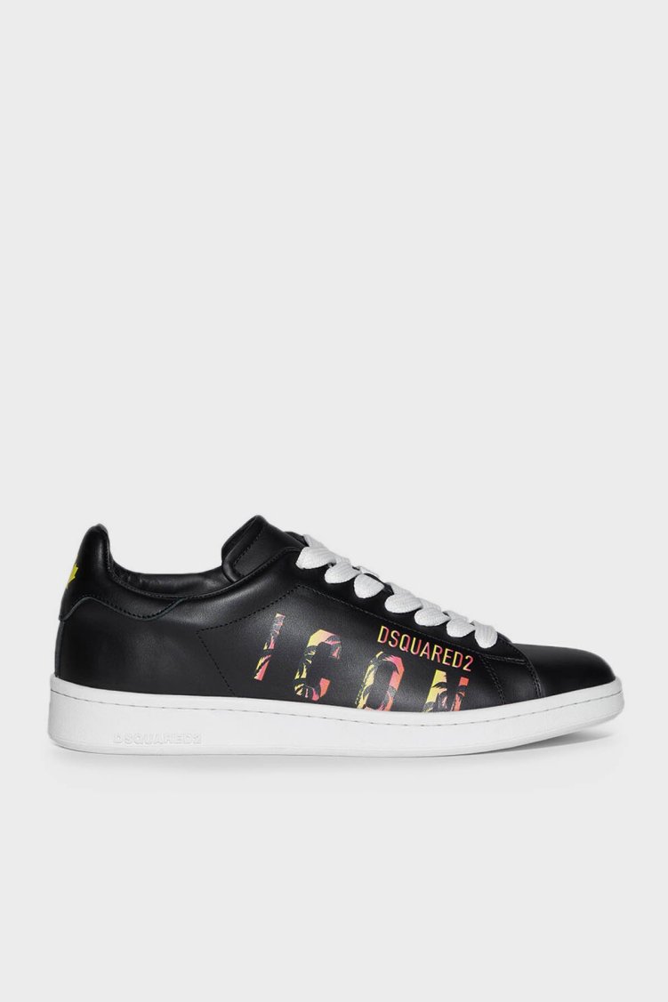 Dsquared2 Logolu Hakiki Deri Sneaker Erkek Ayakkabı SNM017501 506232 2124 SİYAH - Dsquared2