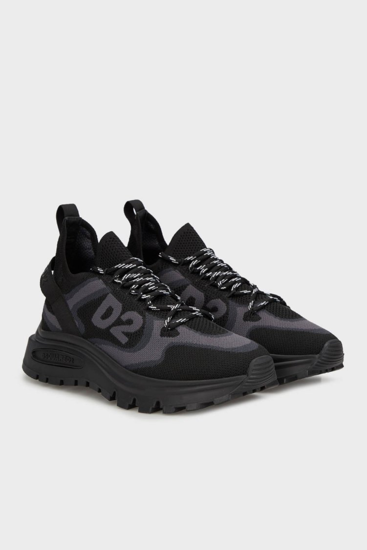 Dsquared2 Logolu Kalın Tabanlı Sneaker Erkek Ayakkabı SNM033659 207273 M436 SİYAH - Dsquared2 (1)