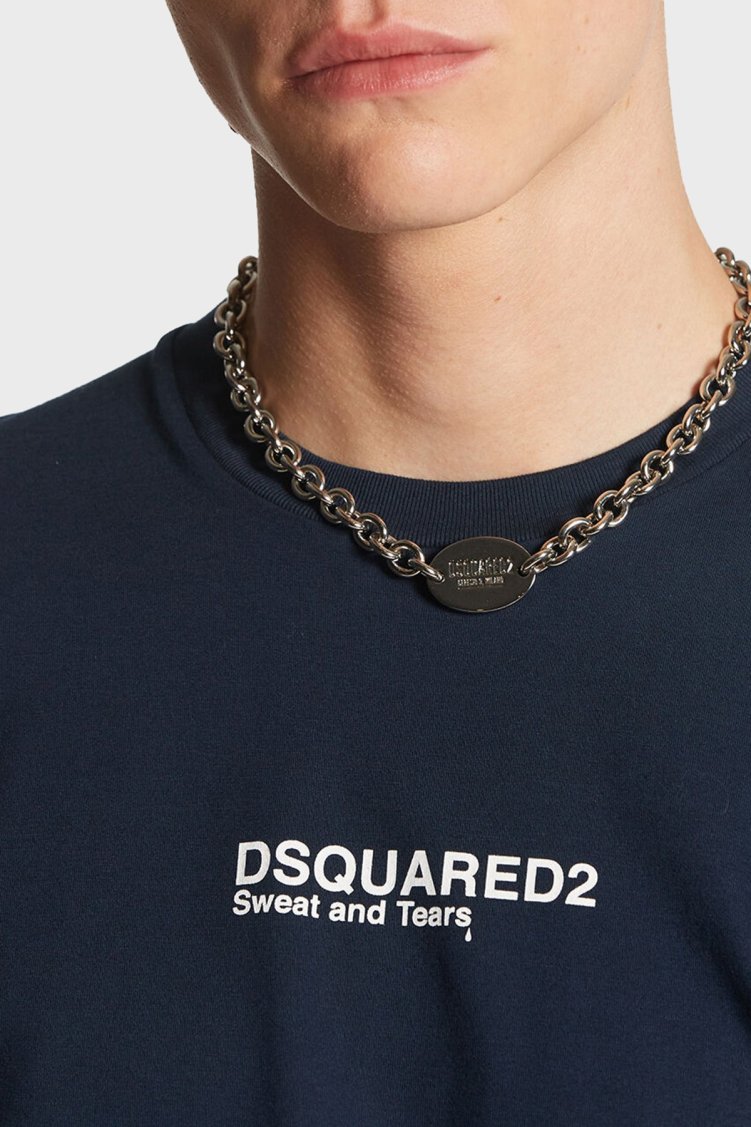 Dsquared2 Logolu Pamuklu Bisiklet Yaka Erkek T Shirt S74GD0946 S23009 478 LACİVERT - Dsquared2 (1)