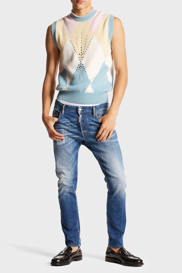 Dsquared2 Logolu Streç Pamuklu Slim Fit Jeans Erkek Kot Pantolon S71LB1384 S30342 470 LACİVERT - Dsquared2