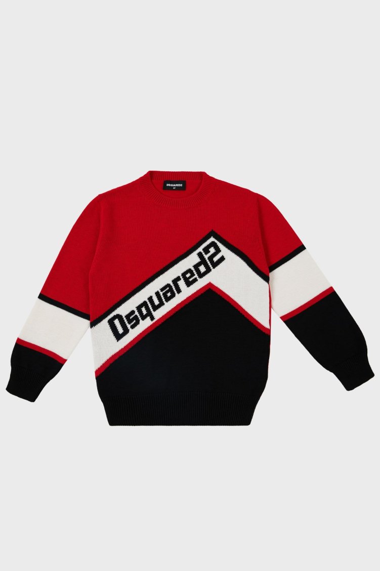 Dsquared2 Pamuklu Bisiklet Yaka Çocuk DQ0084 D005X Kazak DQ0084-D005X RED KIRMIZI - Dsquared2