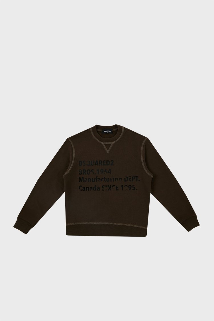 Dsquared2 Pamuklu Bisiklet Yaka Çocuk DQ0209 D002Y Sweat DQ0209-D002Y GREEN HAKİ - Dsquared2