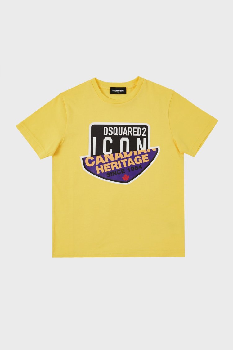 Dsquared2 Pamuklu Bisiklet Yaka Çocuk DQ0244 D002F T Shirt DQ0244-D002F YELLOW SARI - Dsquared2