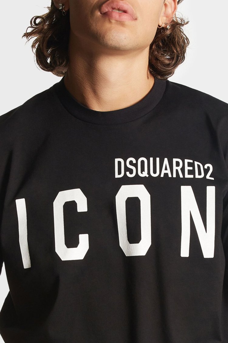 Dsquared2 Pamuklu Bisiklet Yaka Slim Fit Erkek T Shirt S79GC0003 S23009 980 SİYAH - Dsquared2 (1)