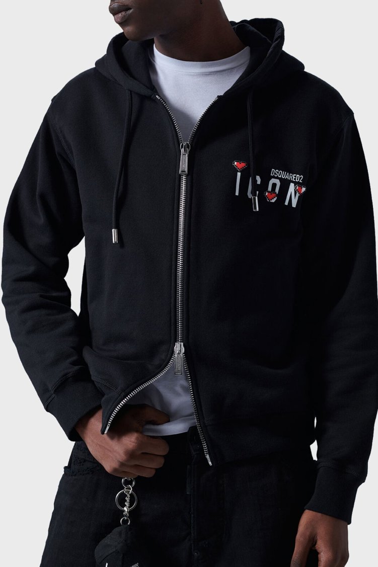 Dsquared2 Pamuklu Relaxed Fit Kapüşonlu Erkek Sweat S79HG0011 S25516 900 SİYAH - Dsquared2