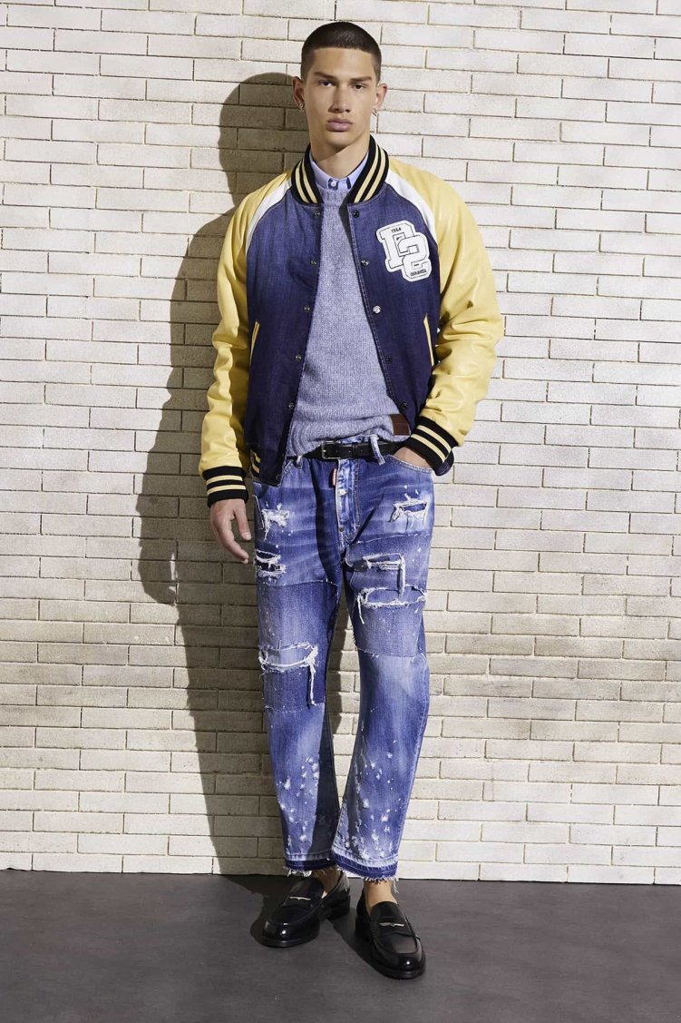 Dsquared2 Streç Pamuklu Regular Fit Kolej Yaka Bomber Erkek Ceket S74AM1451 S30664 470 LACİVERT - Dsquared2