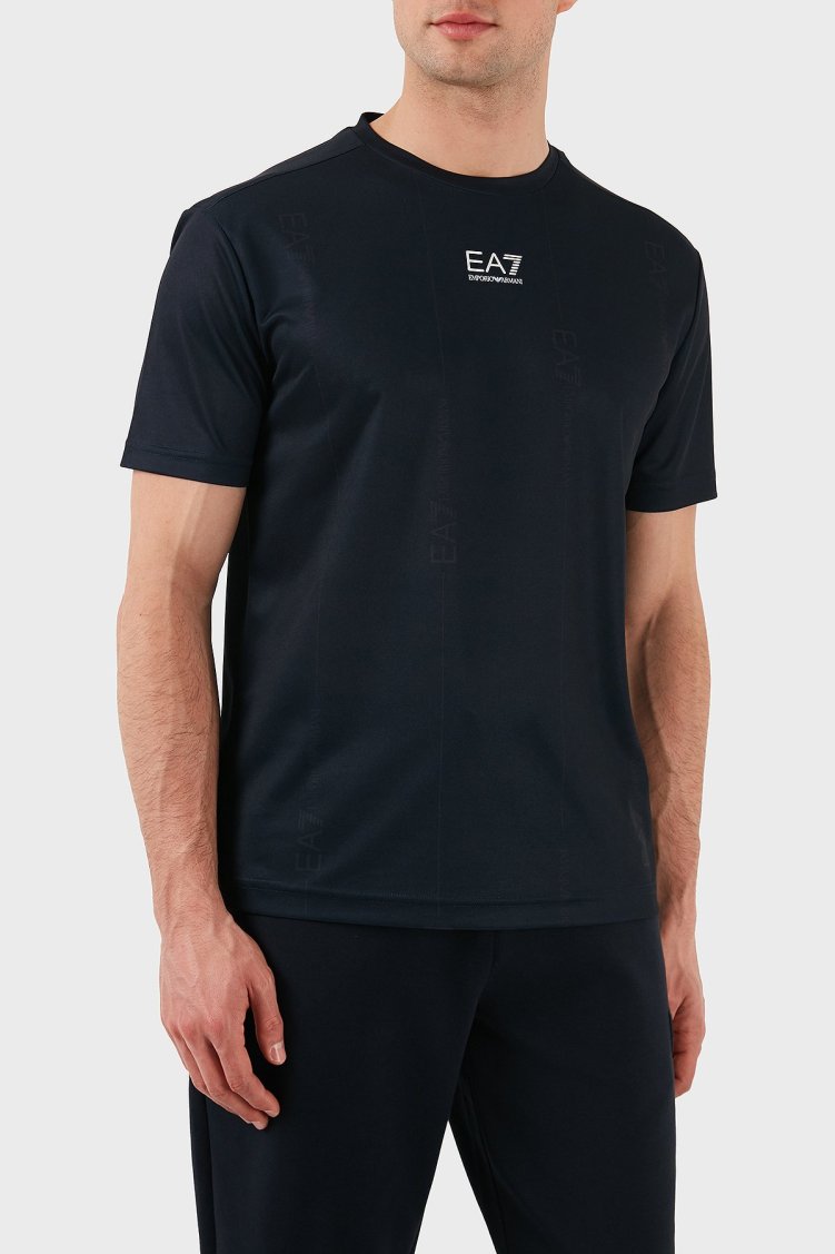 EA7 Logo Baskılı Regular Fit Bisiklet Yaka Erkek T Shirt 7M000044 AF13754 UB102 LACİVERT - Ea7