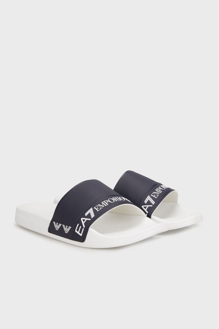 EA7 Logo Baskılı Unisex Terlik 7X000110 AF15128 M0114 LACİVERT-BEYAZ - Ea7 (1)