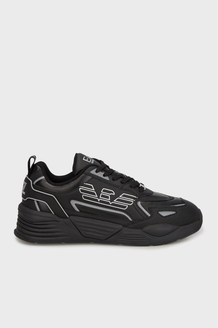 EA7 Logolu Kalın Taban Sneaker Unisex Ayakkabı 7X000306 AF18446 MC032 SİYAH-GÜMÜŞ - Ea7