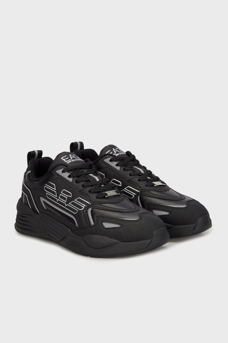 EA7 Logolu Kalın Taban Sneaker Unisex Ayakkabı 7X000306 AF18446 MC032 SİYAH-GÜMÜŞ - Ea7 (1)