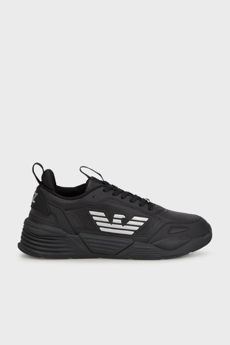 EA7 Logolu Kalın Tabanlı Sneaker Unisex Ayakkabı X8X221 XK437 M826 SİYAH-GÜMÜŞ - EA7