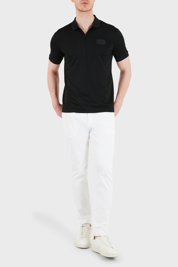 EA7 Logolu Modal Karışımlı Regular Fit Yarım Fermuarlı Erkek Polo 7M001361 AF13862 UC001 SİYAH - Ea7 (1)