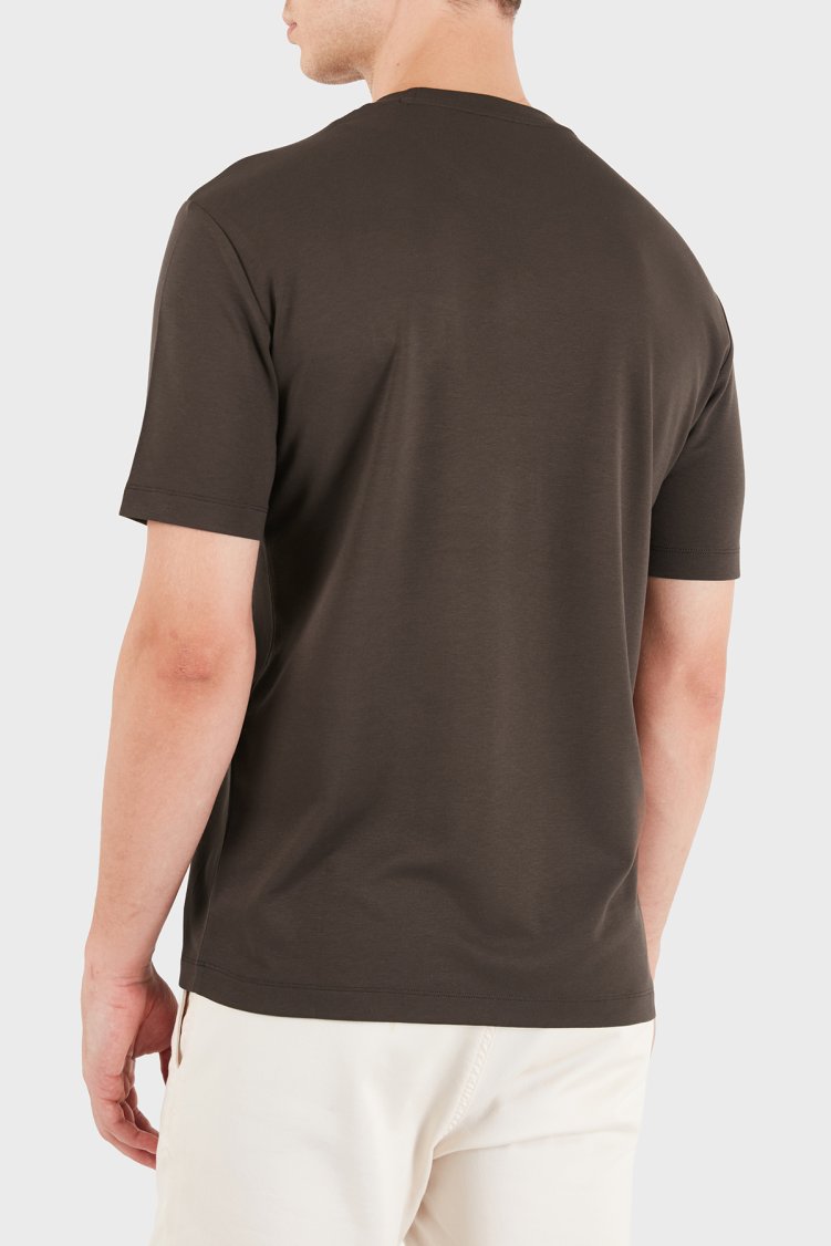 EA7 Logolu Regular Fit Bisiklet Yaka Erkek T Shirt 7M002238 AF13739 U6027 Kahve - EA7 (1)
