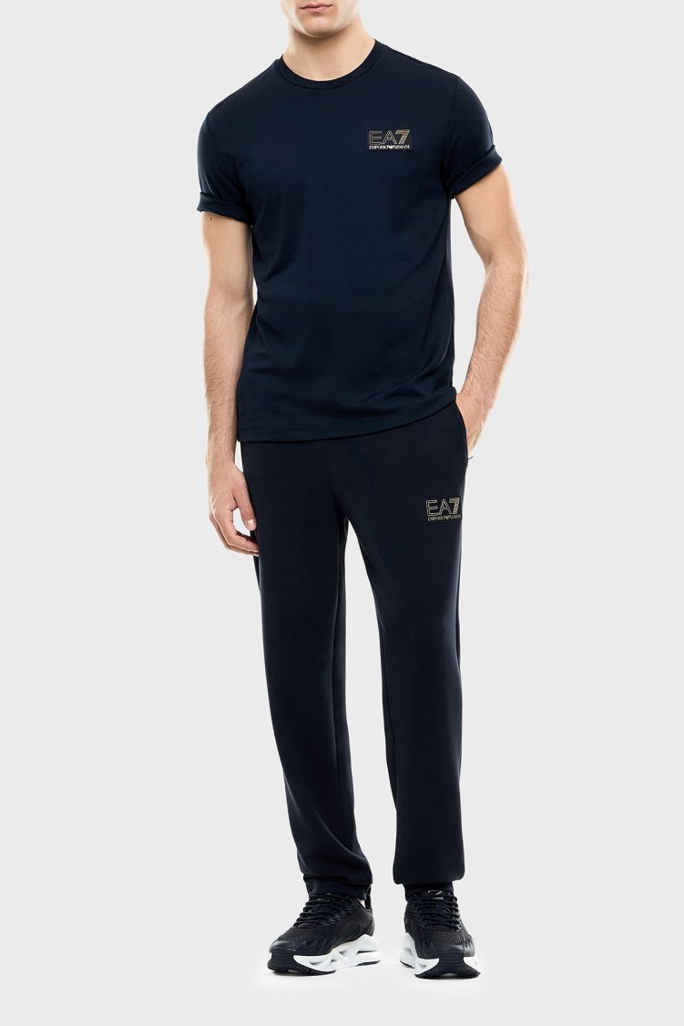 EA7 logolu Regular Fit Bisiklet Yaka Erkek T Shirt 7M002238 AF13739 UB102 Lacivert - Ea7 (1)
