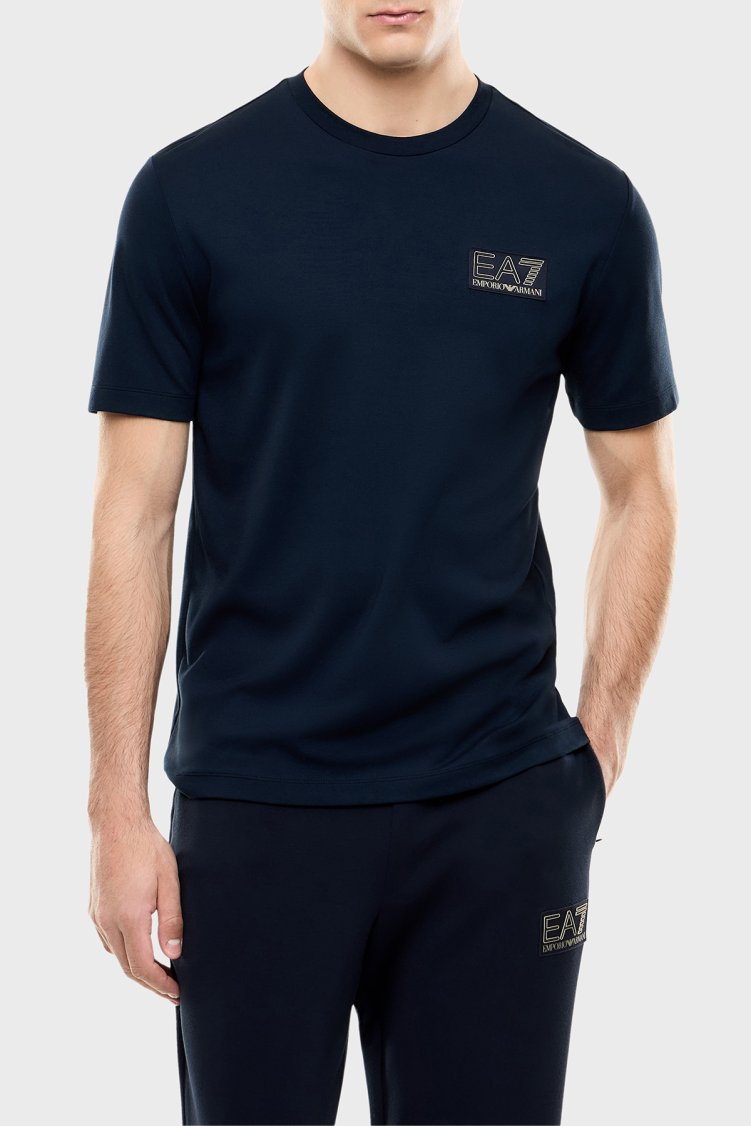 EA7 logolu Regular Fit Bisiklet Yaka Erkek T Shirt 7M002238 AF13739 UB102 Lacivert - Ea7