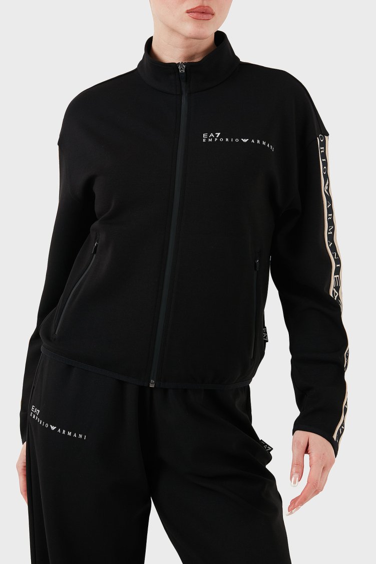 EA7 Logolu Regular Fit Dik Yaka Fermuarlı Kadın Sweat 7W000275 AF12501 UC001 SİYAH - Ea7