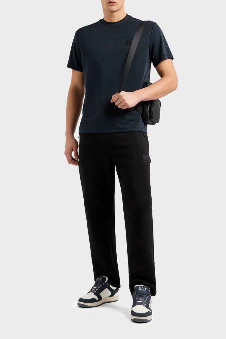 EA7 Logolu Regular Fit Sıfır Yaka Erkek T Shirt 7M000089 AF13862 UC001 SİYAH - EA7 (1)