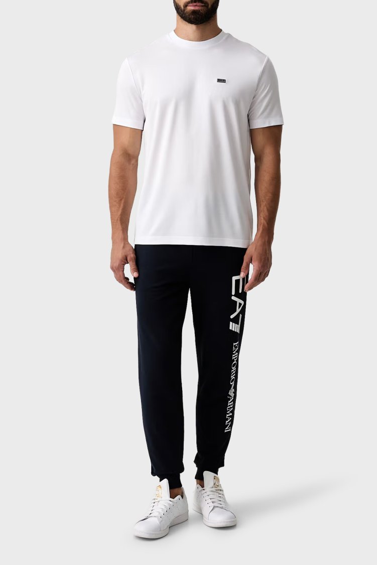 EA7 Logolu Regular Fit Sıfır Yaka Erkek T Shirt 7M002096 AF13862 U0002 Beyaz - Ea7 (1)