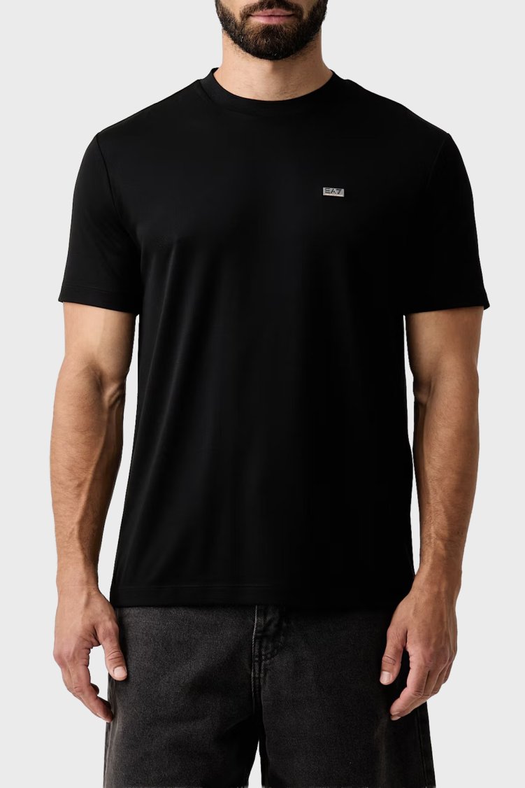 EA7 Logolu Regular Fit Sıfır Yaka Erkek T Shirt 7M002096 AF13862 UC001 Siyah - Ea7
