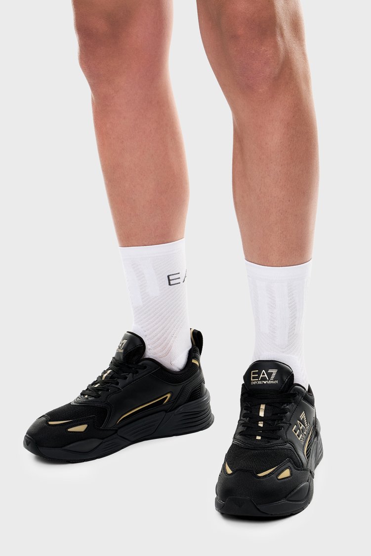EA7 Logolu Sneaker Unisex Ayakkabı 7X000308 AF18447 MZ177 SİYAH-GOLD - Ea7 (1)
