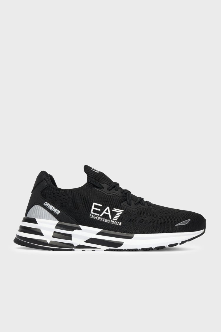 EA7 logolu Sneaker Unisex Ayakkabı 7X000652 AF18639 MC032 Siyah-gümüş - Ea7