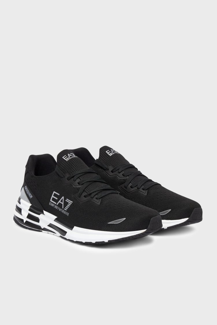 EA7 logolu Sneaker Unisex Ayakkabı 7X000652 AF18639 MC032 Siyah-gümüş - Ea7 (1)