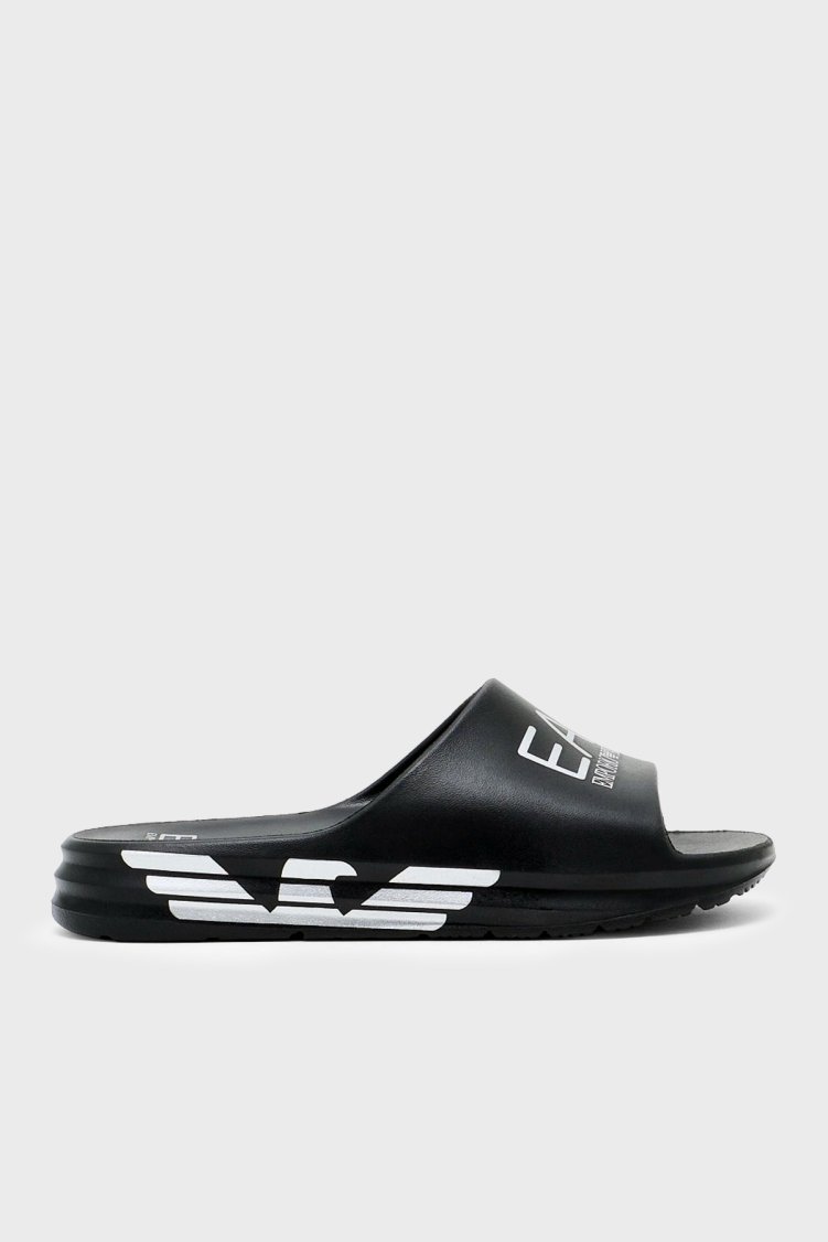EA7 Logolu Unisex Terlik 7X000356 AF18618 MC026 SİYAH-GÜMÜŞ - Ea7