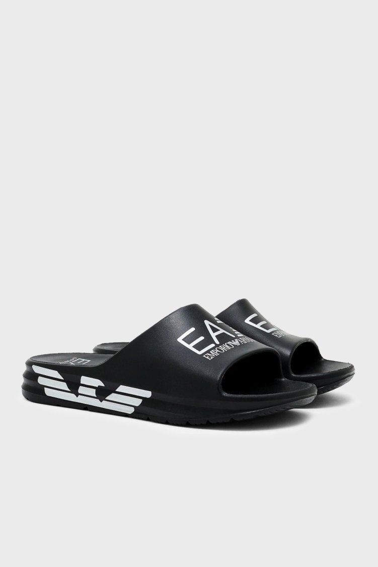 EA7 Logolu Unisex Terlik 7X000356 AF18618 MC026 SİYAH-GÜMÜŞ - Ea7 (1)