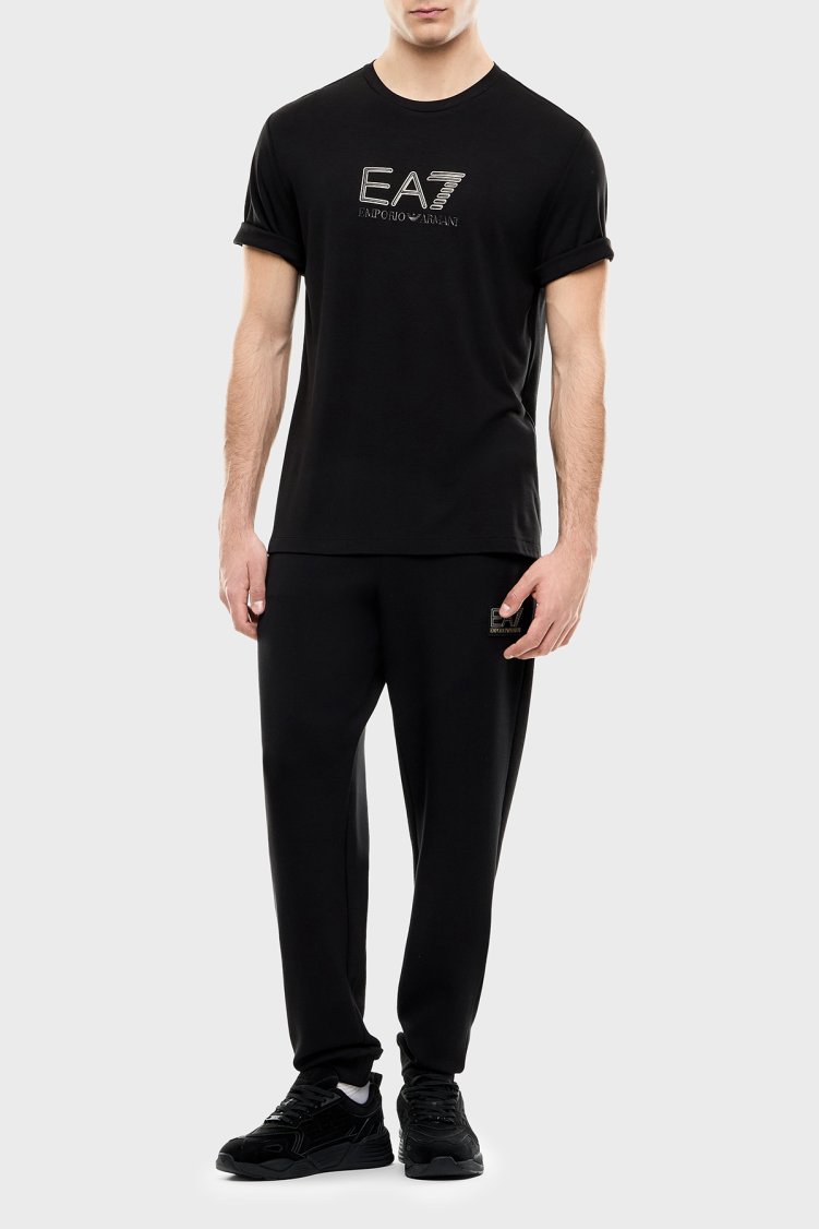 EA7 Logolu Yuvarlak Yaka Erkek T Shirt 7M002239 AF13739 UC001 Siyah - Ea7 (1)