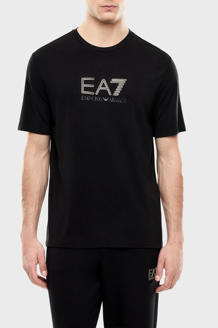 EA7 Logolu Yuvarlak Yaka Erkek T Shirt 7M002239 AF13739 UC001 Siyah - Ea7