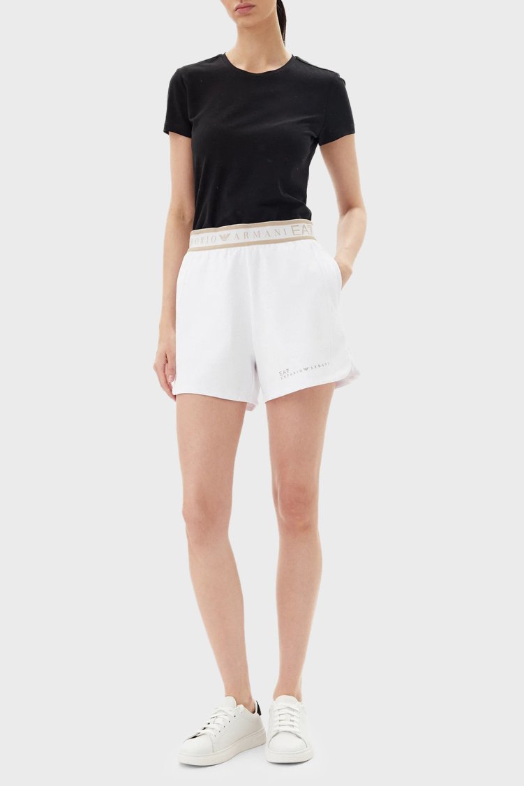 EA7 Pamuk Karışımlı Regular Fit Logolu Kadın Short 7W000280 AF12501 U0002 BEYAZ - Ea7 (1)