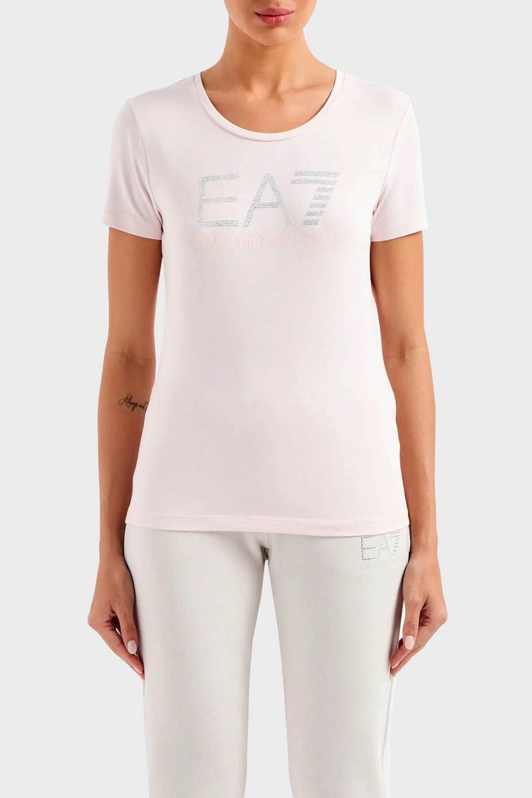 EA7 Pamuklu Regular Fit Bisiklet Yaka Kadın T Shirt 3DTT21 TJFKZ 1422 EKRU - EA7