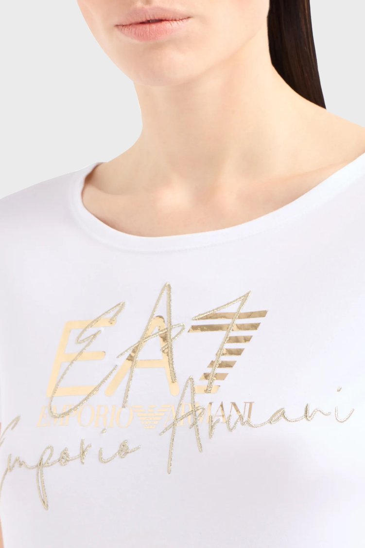 EA7 Pamuklu Regular Fit Bisiklet Yaka Kadın T Shirt 3DTT26 TJFKZ 0101 BEYAZ - EA7 (1)