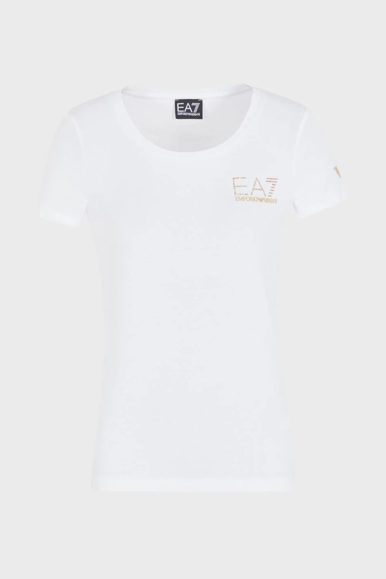 EA7 Pamuklu Slim Fit Bisiklet Yaka Kadın T Shirt 8NTT65 TJDQZ 1100 BEYAZ - EA7 (1)