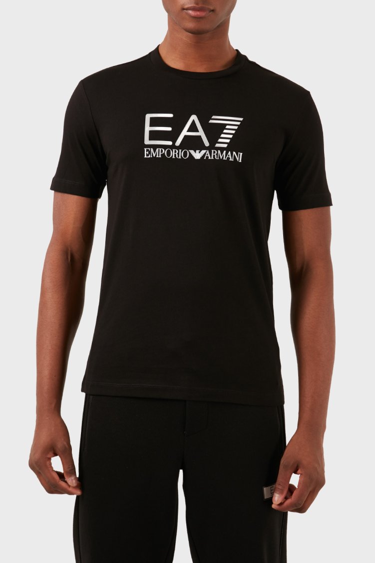 EA7 Pamuklu Slim Fit Bisiklet Yaka Erkek T Shirt 3DPT71 PJM9Z 1200 SİYAH - EA7