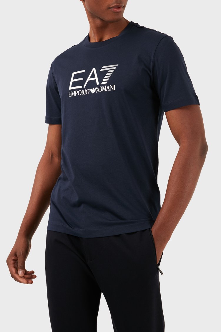 EA7 Pamuklu Slim Fit Bisiklet Yaka Erkek T Shirt 3DPT71 PJM9Z 1554 LACİVERT - EA7 (1)