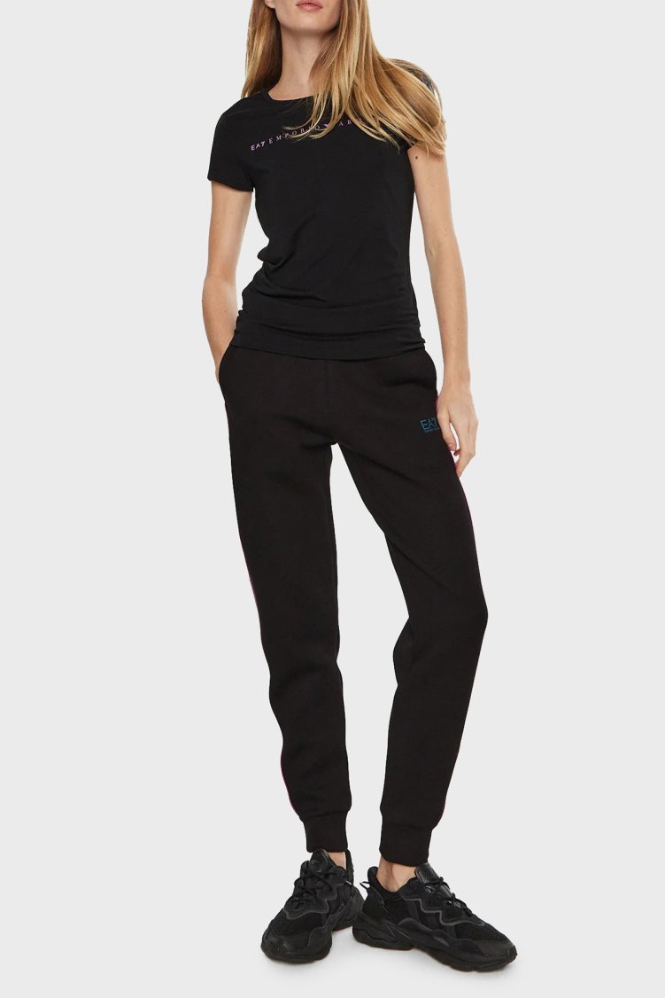 EA7 Slim Fit Bisiklet Yaka Kadın T Shirt 6DTT03 TJKUZ 1200 SİYAH - EA7 (1)