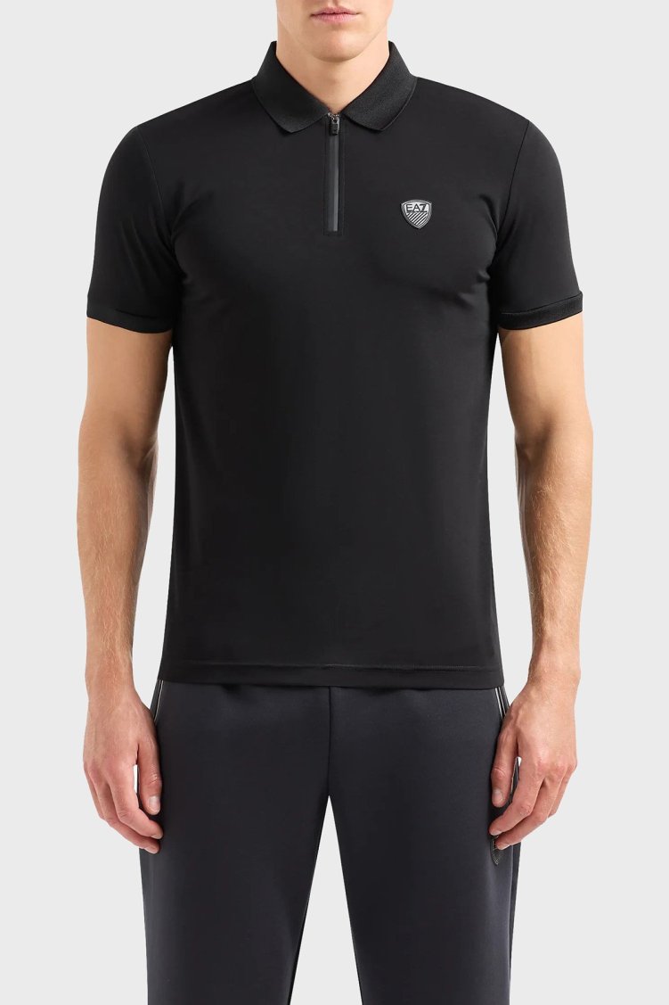 EA7 Slim Fit Fermuarlı Polo Yaka Erkek T Shirt 8NPF13 PJRGZ 1200 SİYAH - EA7