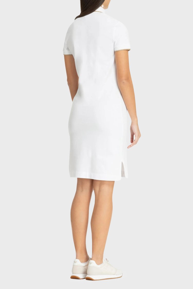 EA7 Streç Pamuklu Regular Fit Polo Yaka Mini Kadın Elbise 3DTA56 TJ9DZ 1100 BEYAZ - EA7 (1)