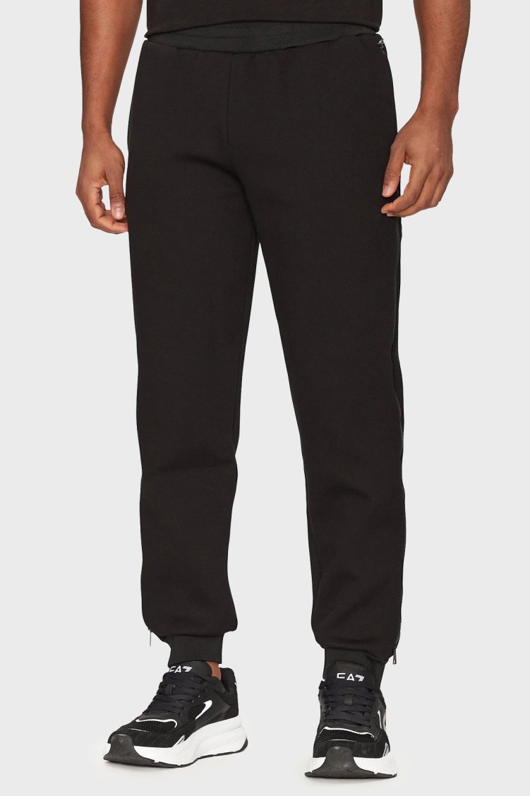 EA7 Streç Pamuklu Regular Fit Yüksek Bel Ribanalı Paça Jogger Erkek Pantolon 7M000144 AF13538 UC001 SİYAH - Ea7