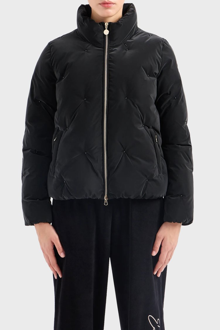 EA7 Gizli Kapüşonlu Dik Yaka Regular Fit Şişme Kadın Mont 6RTB34 TNDMZ 1200 SİYAH - EA7