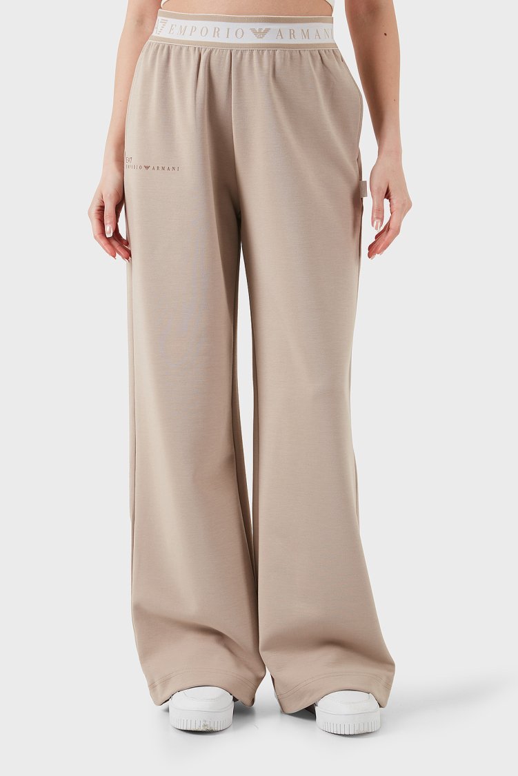 EA7 Wide Leg Yüksek Bel Bol Paça Logolu Kadın Pantolon 7W000281 AF12501 U6155 BEJ - Ea7