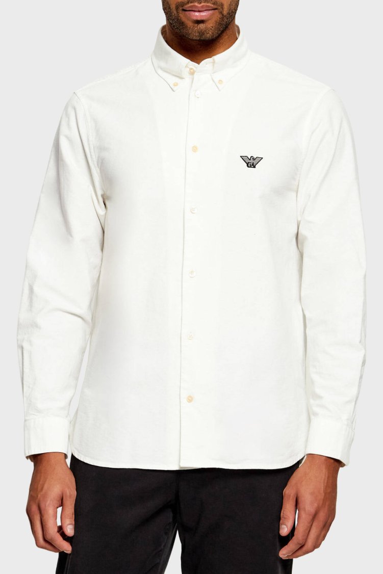 Emporio Armani %100 Pamuk Klasik Yaka Regular Fit Erkek Gömlek EM007368 AF27952 U0003 Beyaz - Emporio Armani