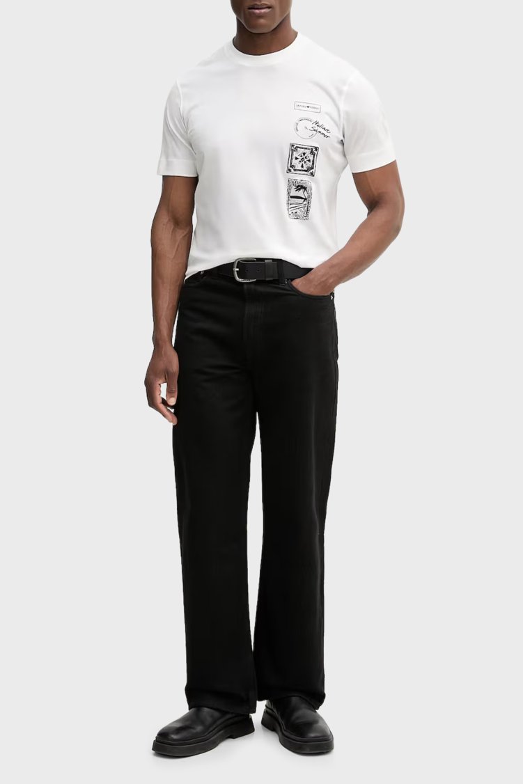 Emporio Armani % 100 Pamuk Regular Fit Bisiklet Yaka Baskılı Erkek T Shirt EM004994 AF24470 U0003 BEYAZ - Emporio Armani (1)